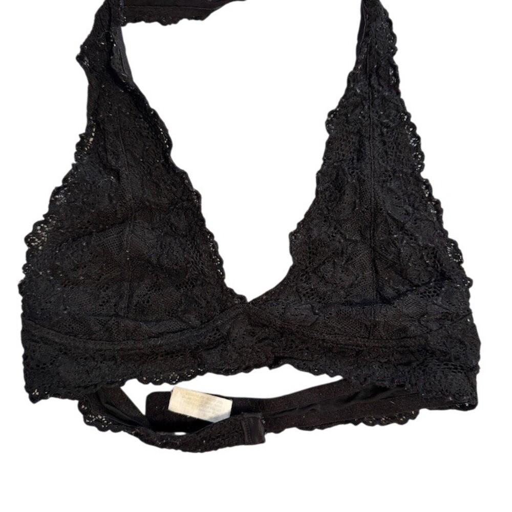 Aerie Bralette Womens Size S Black Lace Deep V Plunge Wireless Bra